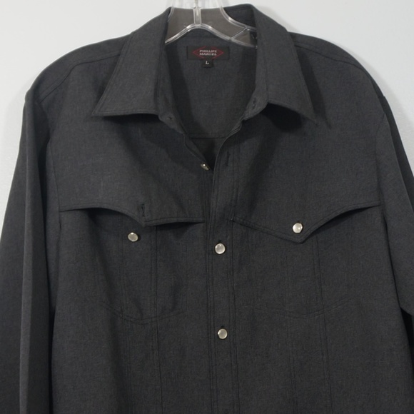 Phillipe Marcel Long Sleeve Pearl Button Shirt Large - Picture 7 of 8